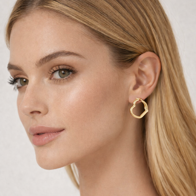 Brinco Á Prova D'agua Argola Coração 2,2cm