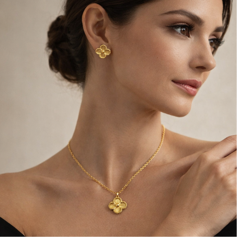 Conjunto Á Prova D'Agua Trevo Dourado