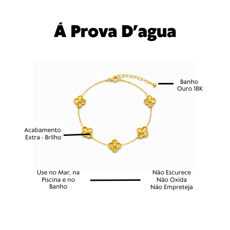 Pulseira Á Prova D'Agua Trevo Dourado