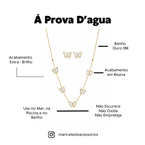 Conjunto Á Prova D'agua Borboleta Madrepérola