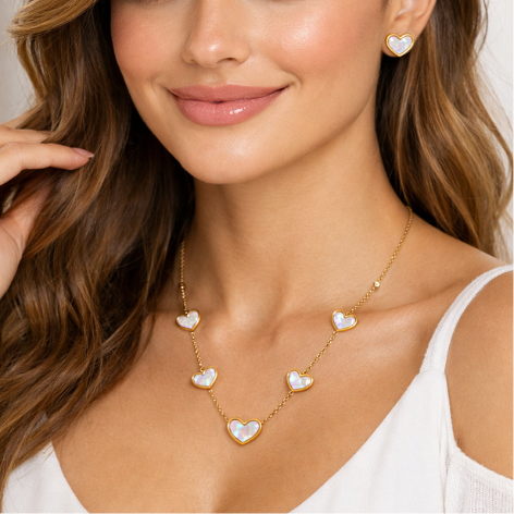 Conjunto Á Prova D'agua Coração Madrepérola