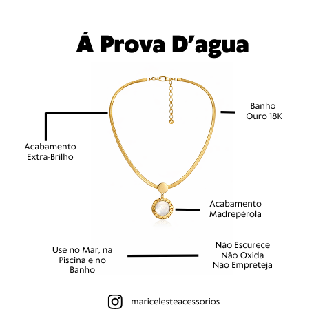 Corrente Á Prova D'Agua Roma Madrepérola