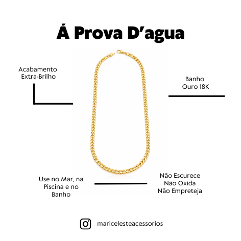 Corrente á prova d'agua Masculina 60cm Grume