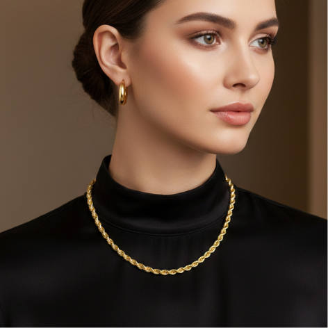 Corrente Á Prova D'agua Média Cordão Baiano 4mm 45cm