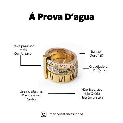 Anel Triplo Á Prova D'Agua