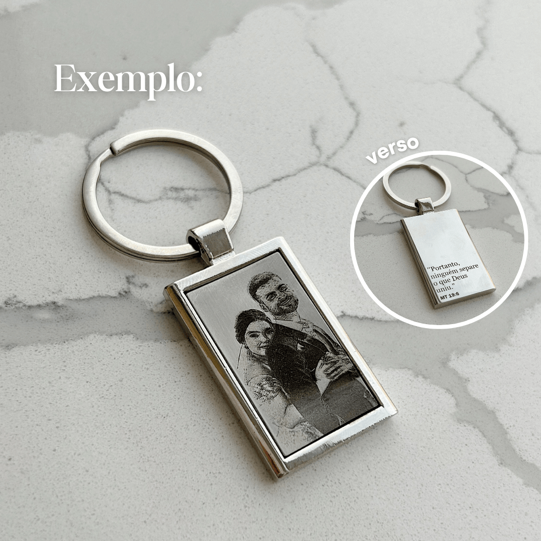 CHAVEIRO PERSONALIZADO RETANGULAR EM AÇO INOX. 25MM X40MM .