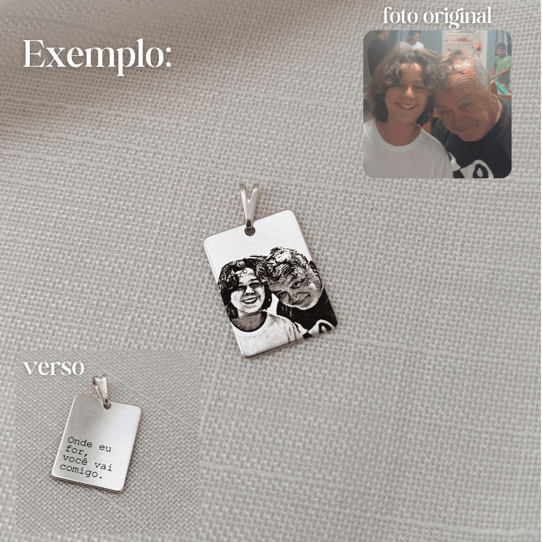 COLAR PERSONALIZADO PLAQUINHA15X20MM PRATEADA. 60CM DE COMPRIMENTO. BANHADOS A PRATA.
