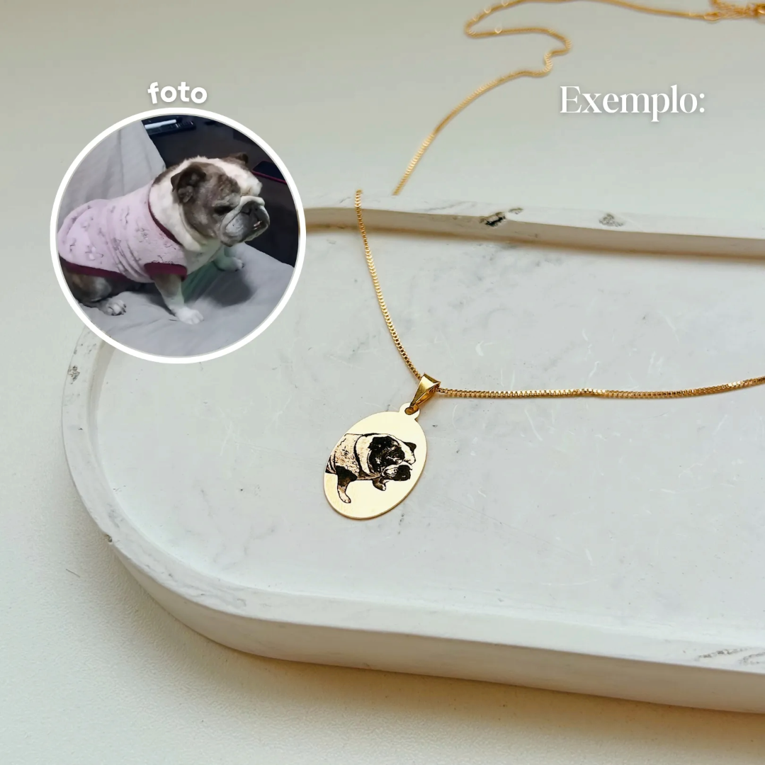 COLAR PERSONALIZADO MEDALHA OVAL 15X25MM PRATEADO. 60CM DE COMPRIMENTO. BANHADO A PRATA.