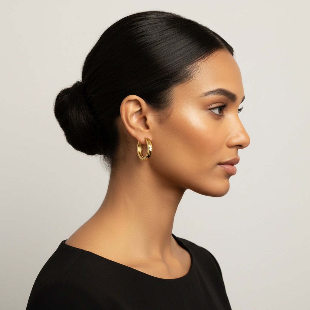 Brinco de Argolinha Com Uma Zircônia Cravejadas no Centro Folhado a Ouro 18k