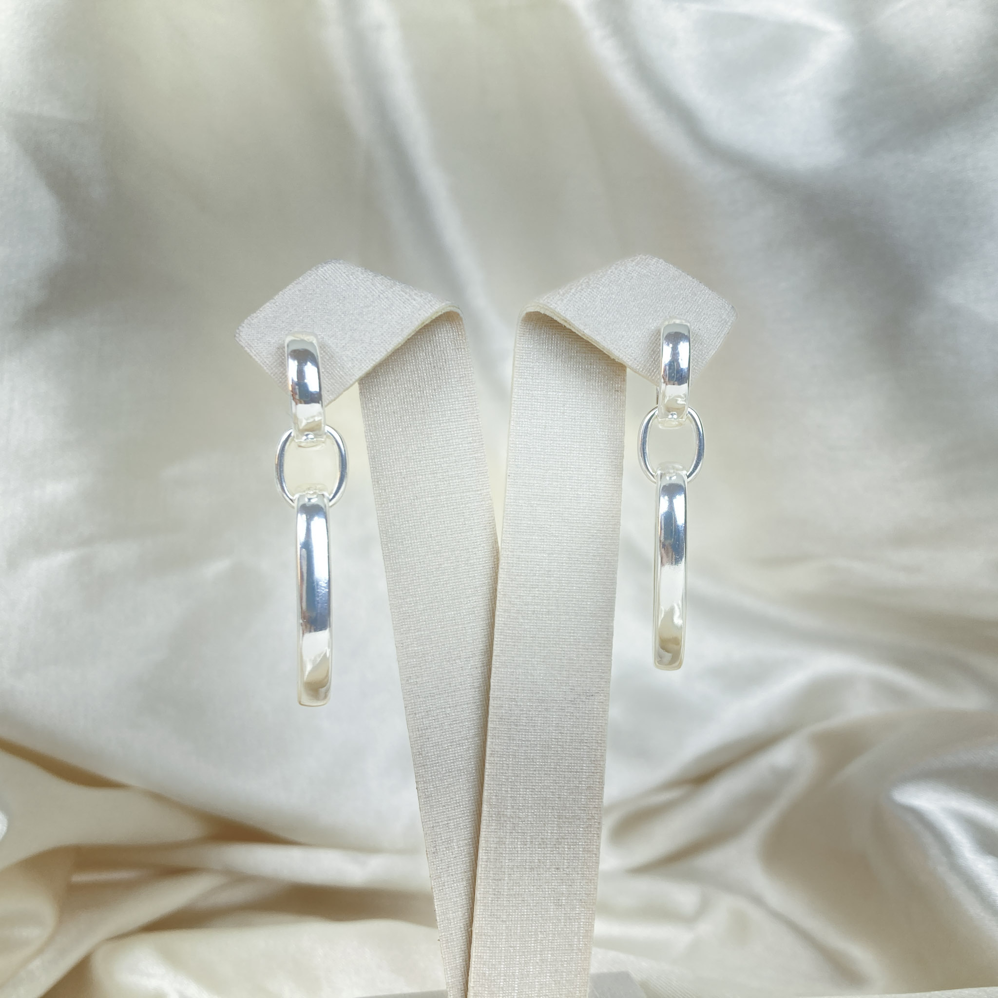 Brinco Argolas Entrelaçadas Folheada a Prata