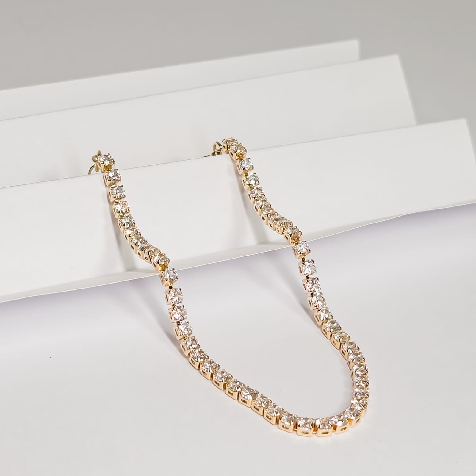 Pulseira riviera cristal ajustável banhado a ouro 18k