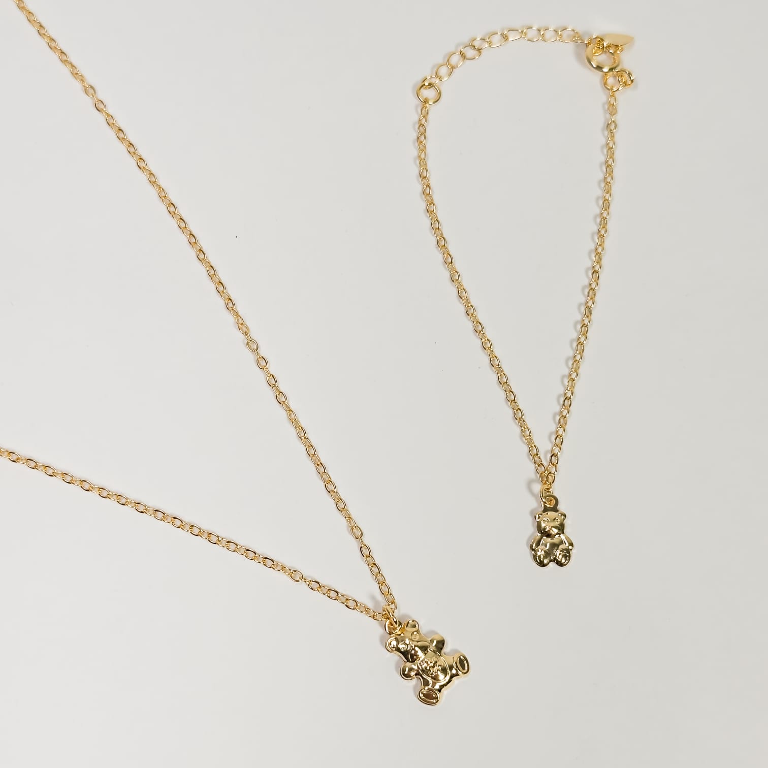 Colar infantil ursinho banhado a ouro 18k ajustável 35cm