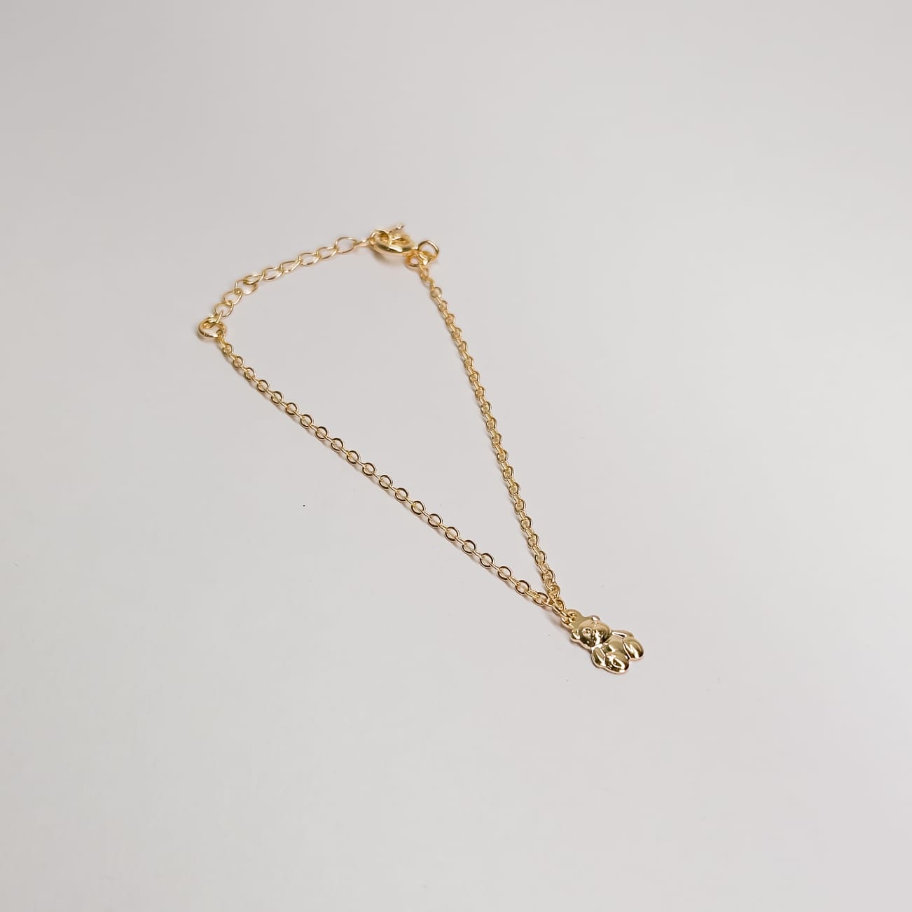 Pulseira infantil ursinho banhado a ouro 18k ajustável