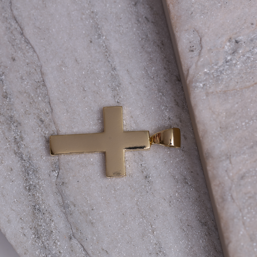 PINGENTE CRUZ LARGA LISA BANHO OURO 18K