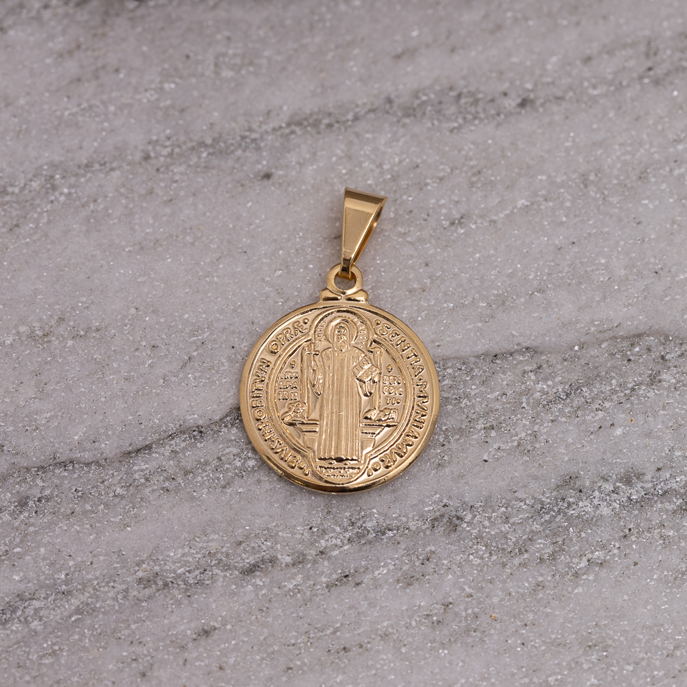 PINGENTE MEDALHA SÃO BENTO BANHO OURO 18K PINGENTE MEDALHA SÃO BENTO BANHO OURO 18K