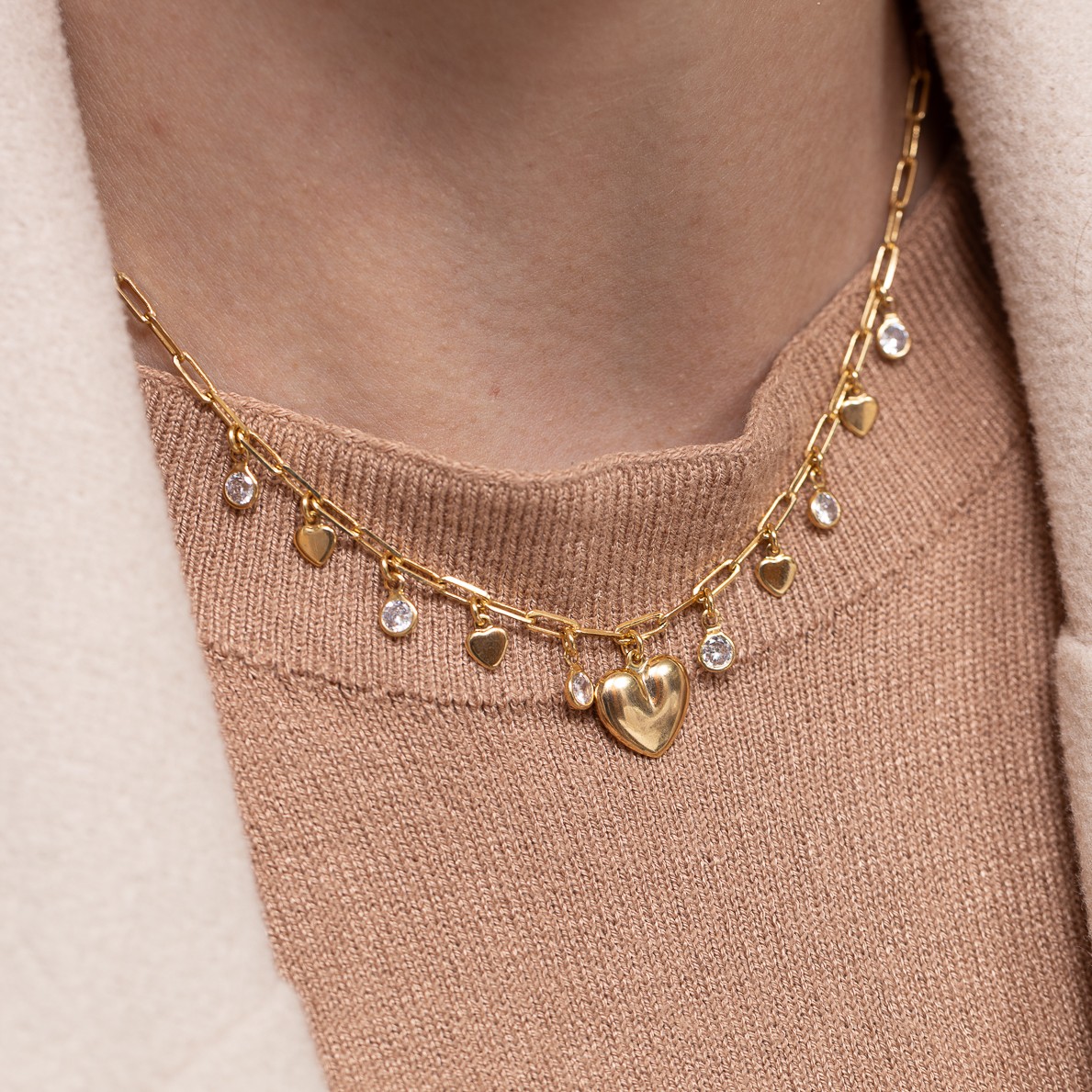 CHOKER DE CORAÇÃO COM ZIRCÔNIA