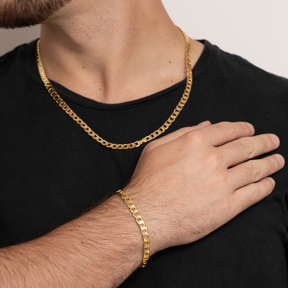 CORRENTE MASCULINA ELOS GRUMET G BANHO 18K