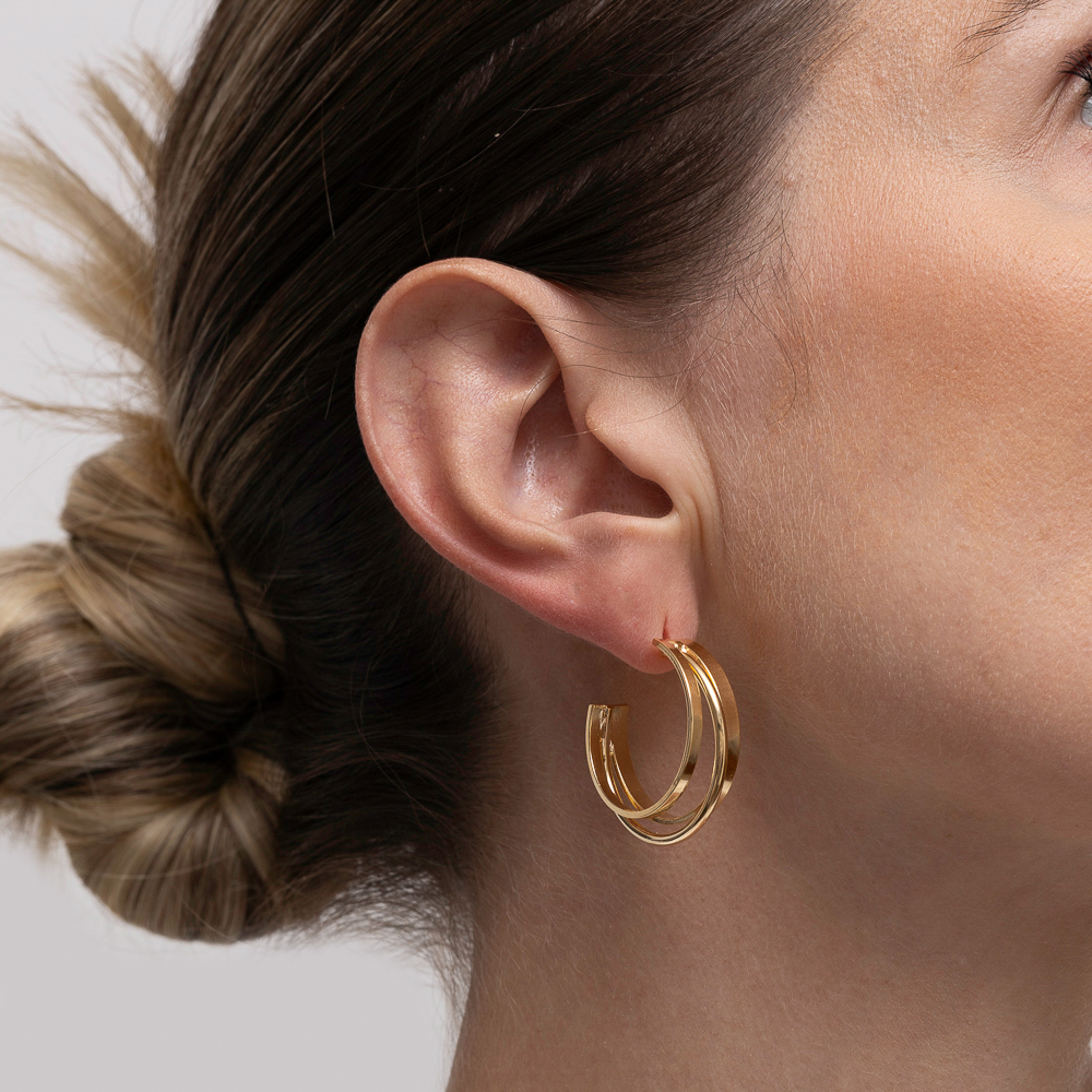 BRINCO ARGOLA TRIPLA LISA BANHO OURO 18K BRINCO ARGOLA TRIPLA LISA BANHO OURO 18K