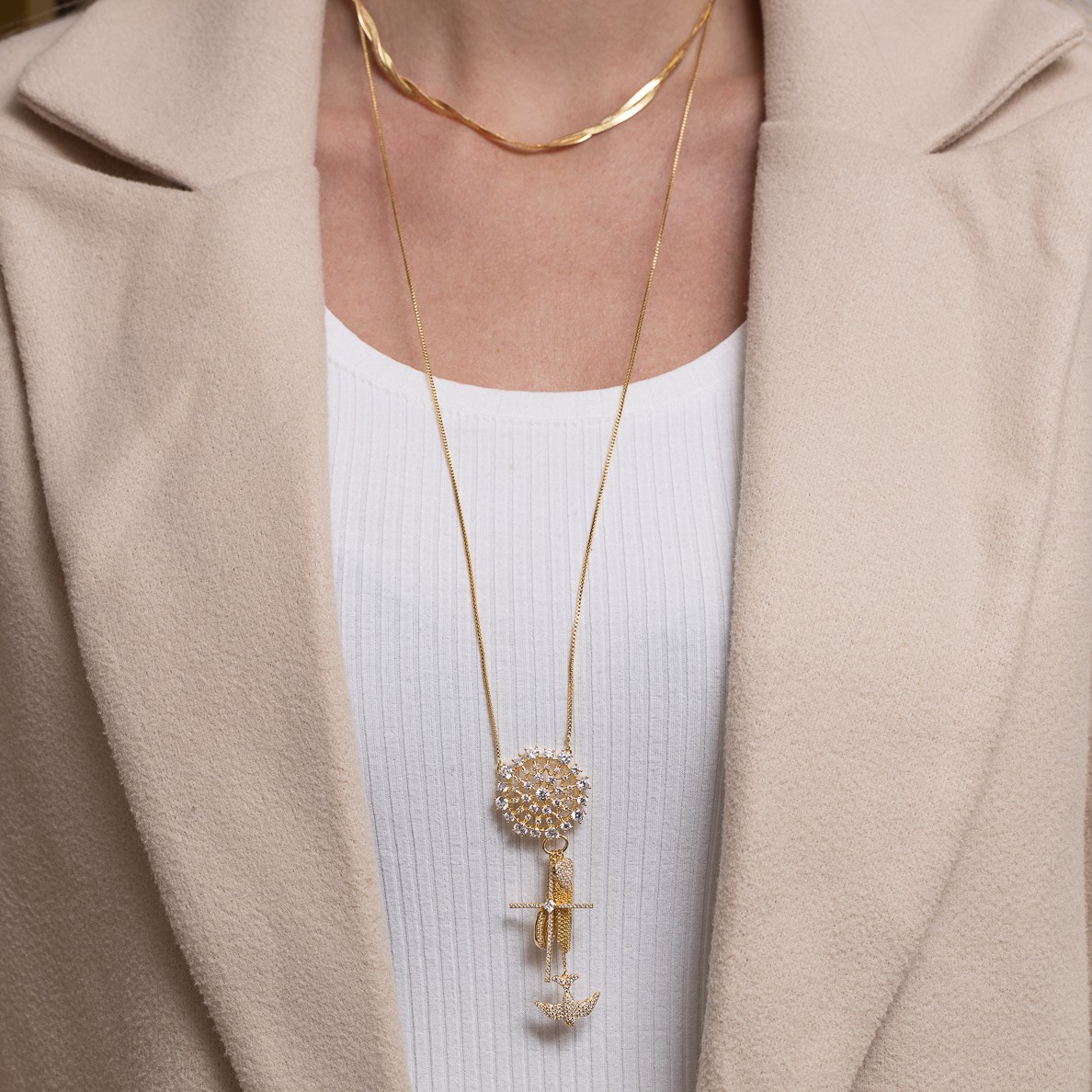 COLAR FITA TRANÇADA BANHO OURO 18K COLAR FITA TRANÇADA BANHO OURO 18K