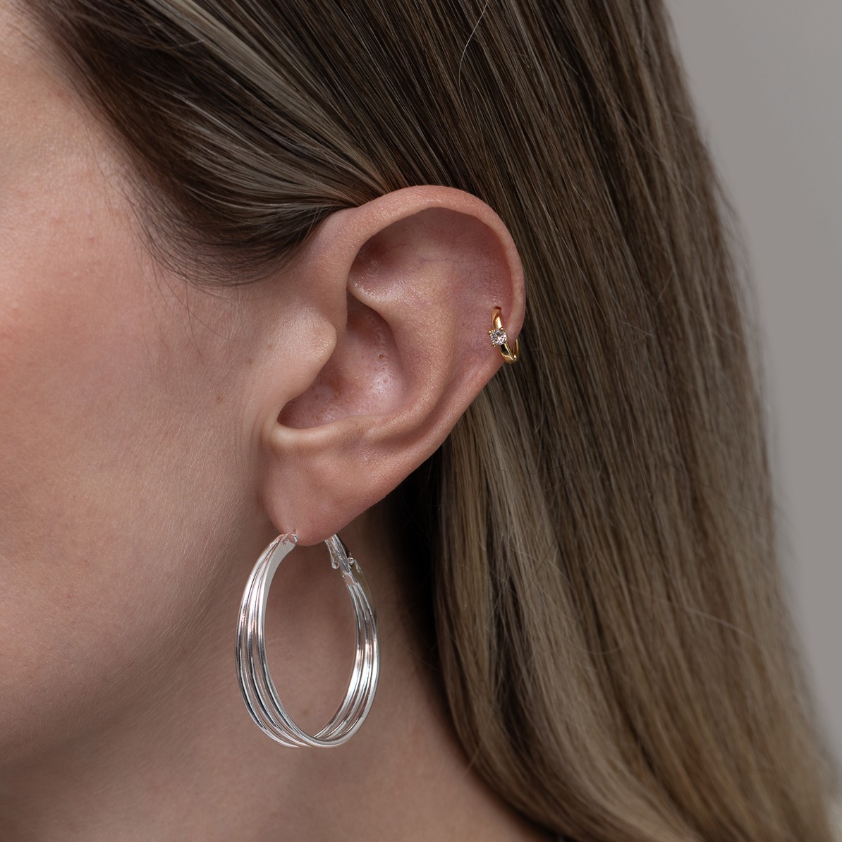 BRINCO ARGOLA GRANDE TRIPLA BANHO PRATA BRINCO ARGOLA GRANDE TRIPLA BANHO PRATA