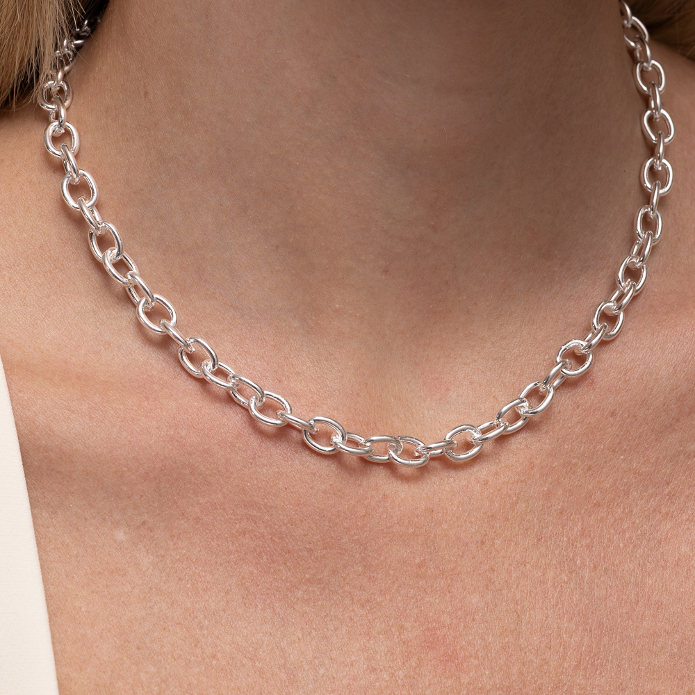 CHOKER ELO CARTIER OVAL BANHO PRATA