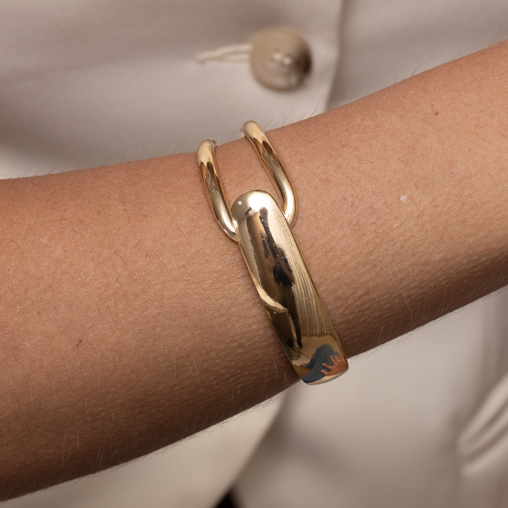 BRACELETE DUPLO LISO BANHO OURO 18K