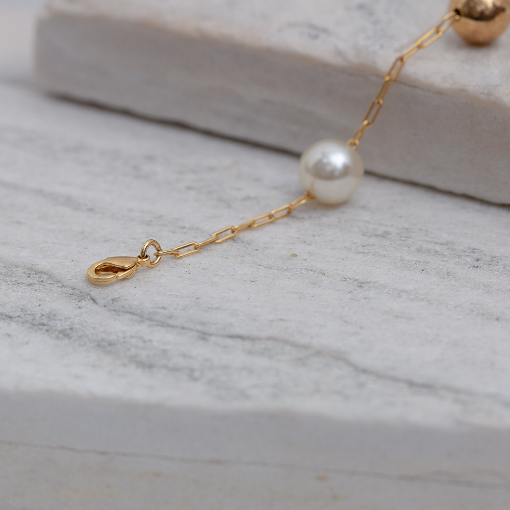 PULSEIRA BOLINHA M LISA E PÉROLA BANHO OURO 18K // 99107352