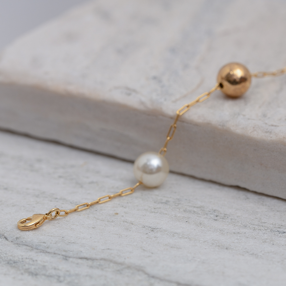 PULSEIRA BOLINHA M LISA E PÉROLA BANHO OURO 18K // 99107352