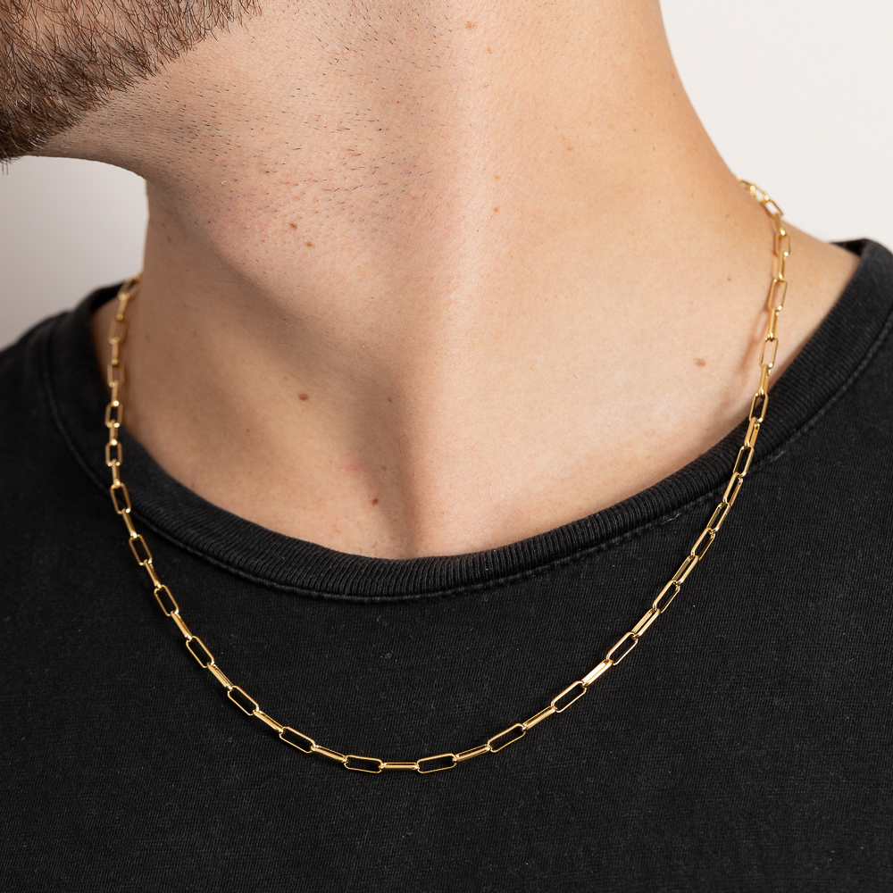 CORRENTE MASCULINA CARTIER LÂMINADA BANHO OURO 18K