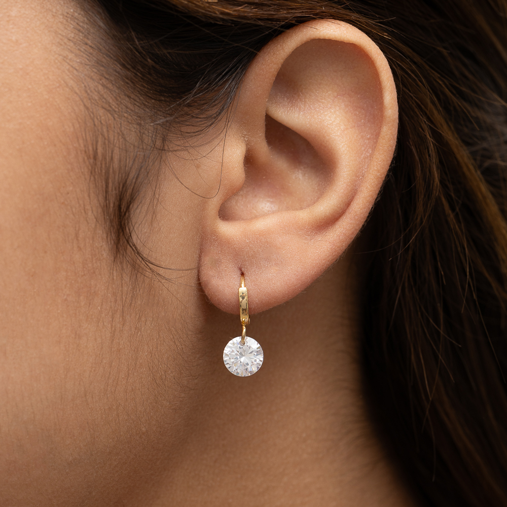 BRINCO ARGOLINHA PONTO DE LUZ BANHO OURO 18K