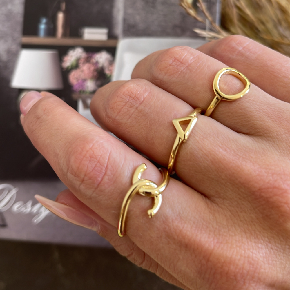 ANEL X LISO BANHO OURO 18K ANEL X LISO BANHO OURO 18K