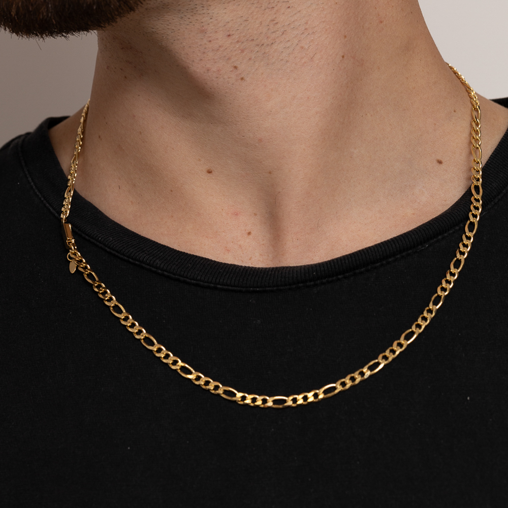 CORRENTE MASCULINA ELOS DUPLOS FINA BANHO OURO 18K
