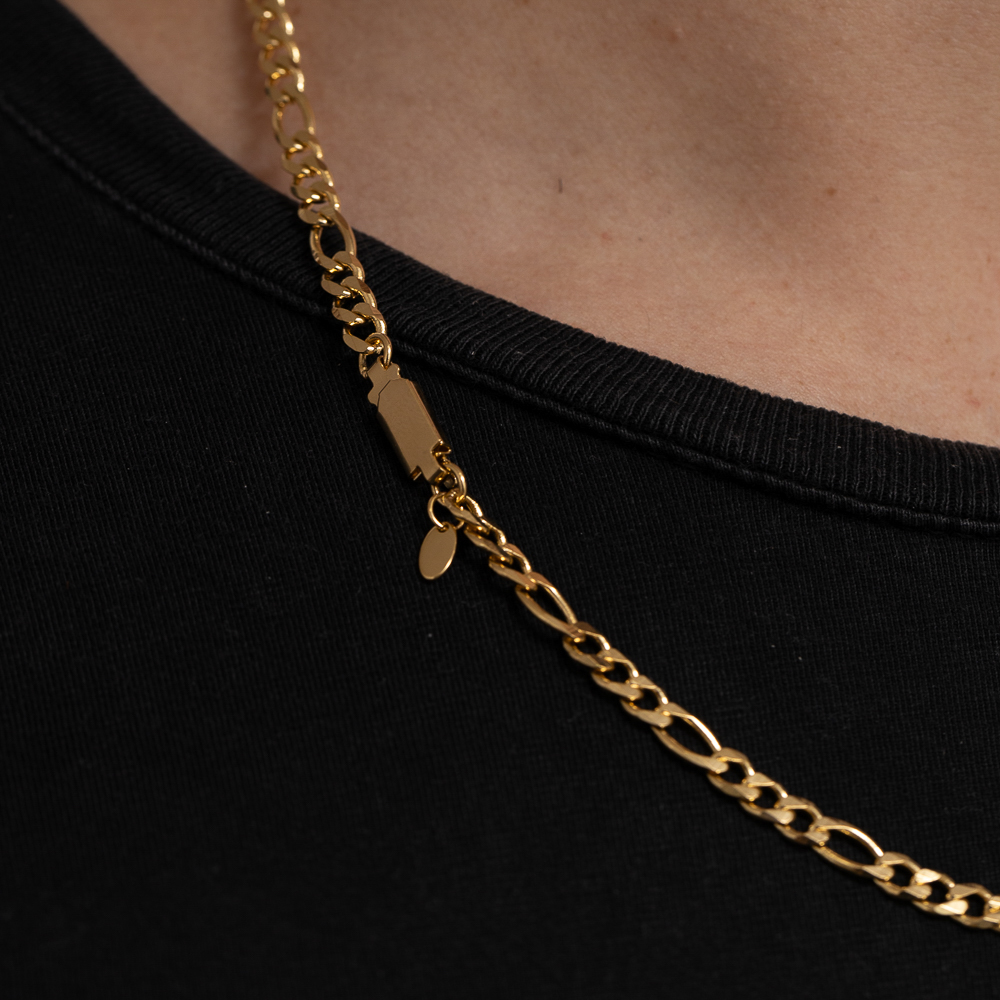 CORRENTE MASCULINA ELOS DUPLOS FINA BANHO OURO 18K