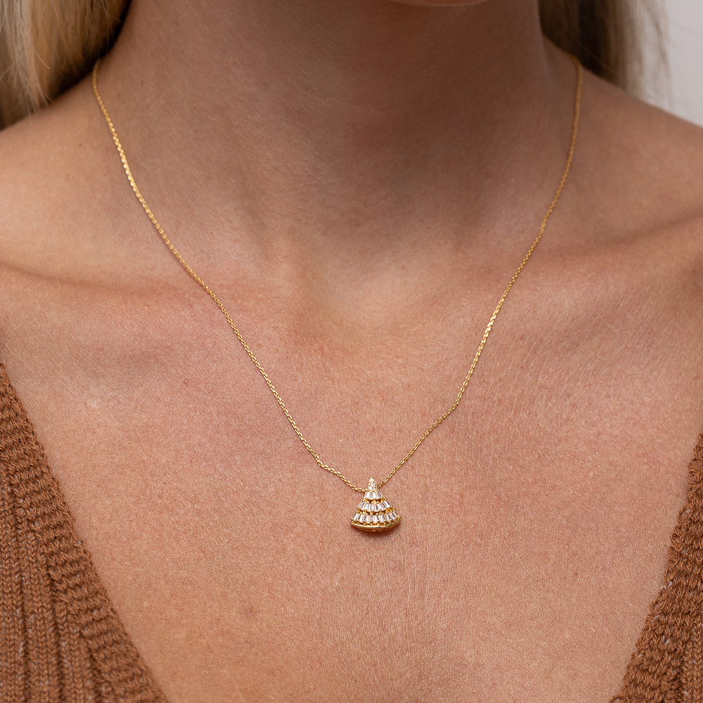 COLAR LEQUE COM ZIRCÔNIAS NAVETES BANHO OURO 18K