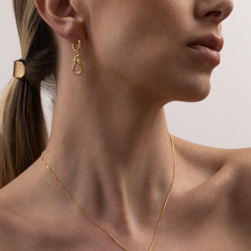 CONJUNTO FESTA ELEGANTE COM ZIRCÔNIAS BANHO OURO 18K