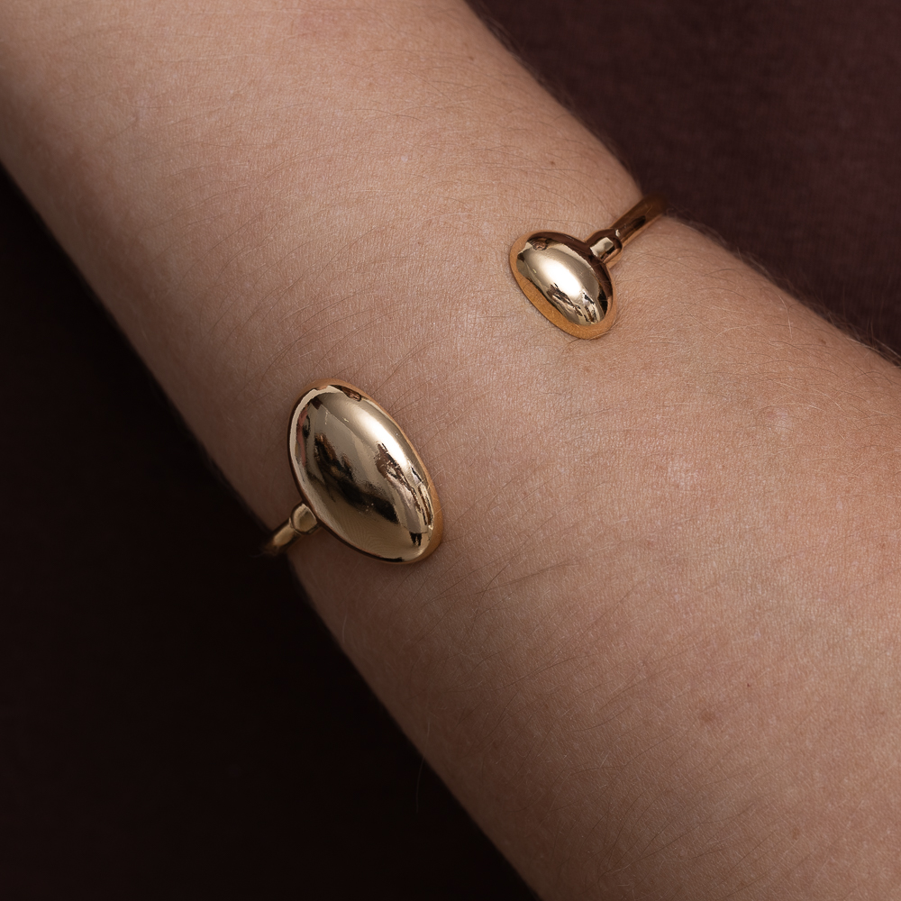 BRACELETE ORGÂNICO OVAL DUPLO BANHO OURO 18K