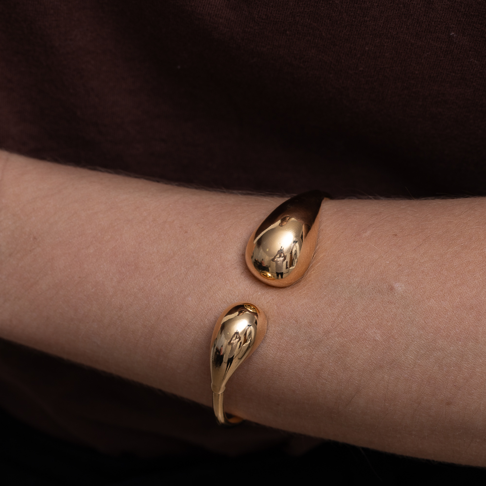 BRACELETE ORGÂNICO OVAL DUPLO BANHO OURO 18K