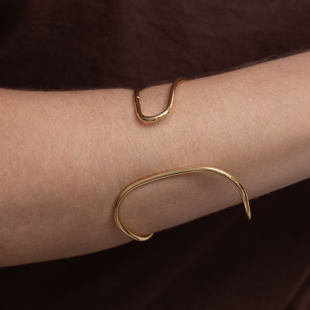 BRACELETE ORGÂNICO VAZADO BANHO OURO 18K