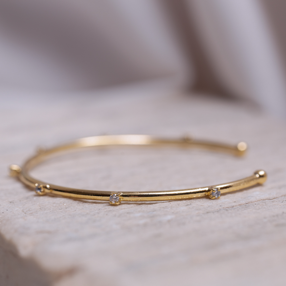 BRACELETE LISO E COM ZIRCÔNIAS BANHO OURO 18K BRACELETE LISO E COM ZIRCÔNIAS BANHO OURO 18K