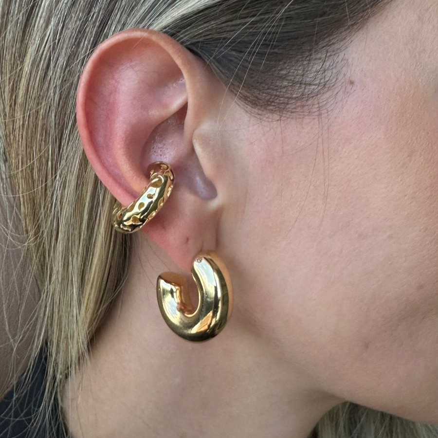 BRINCO FAKE ARGOLA VAZADO BANHO OURO 18K