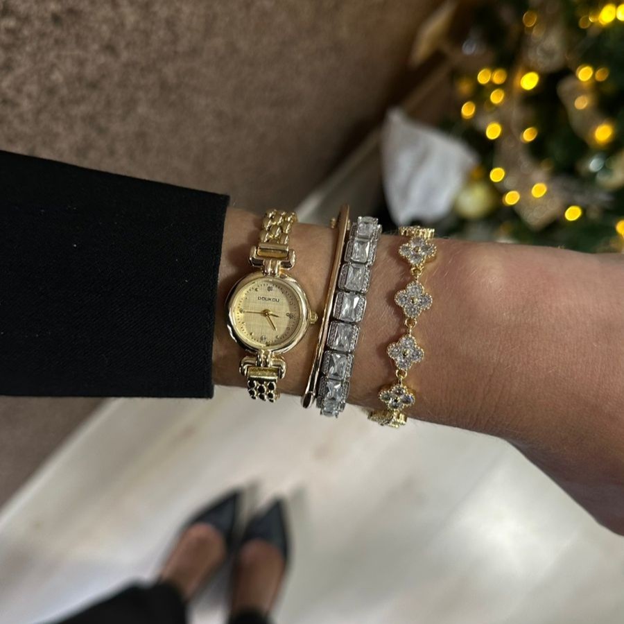 PULSEIRA VIRGINIA CRAVEJADA BANHO OURO 18K