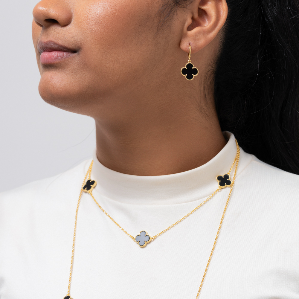 CONJUNTO CHOKER VIRGINIA PRETO BANHO OURO 18K