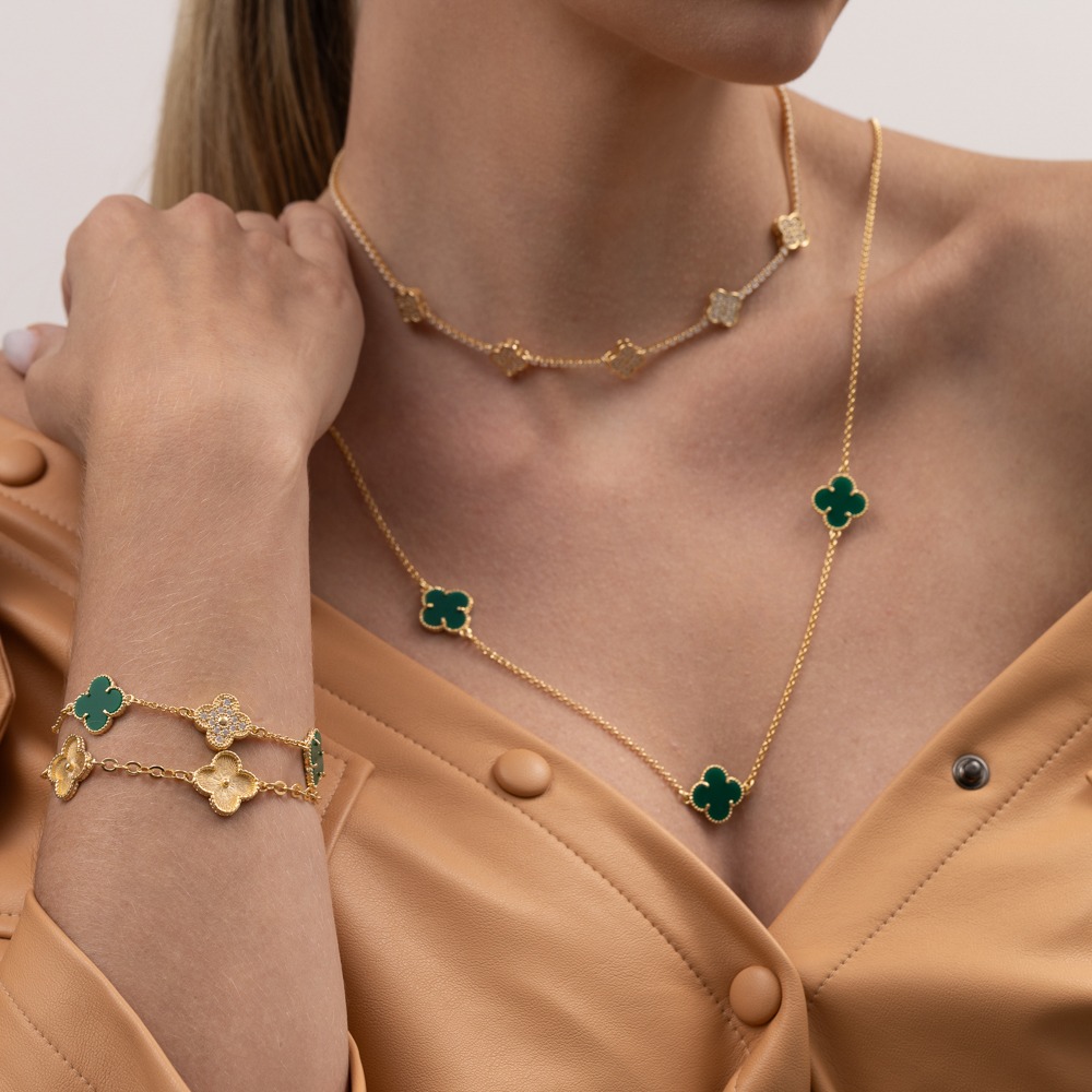 COLAR LONGO VIRGINIA VERDE BANHO OURO 18K