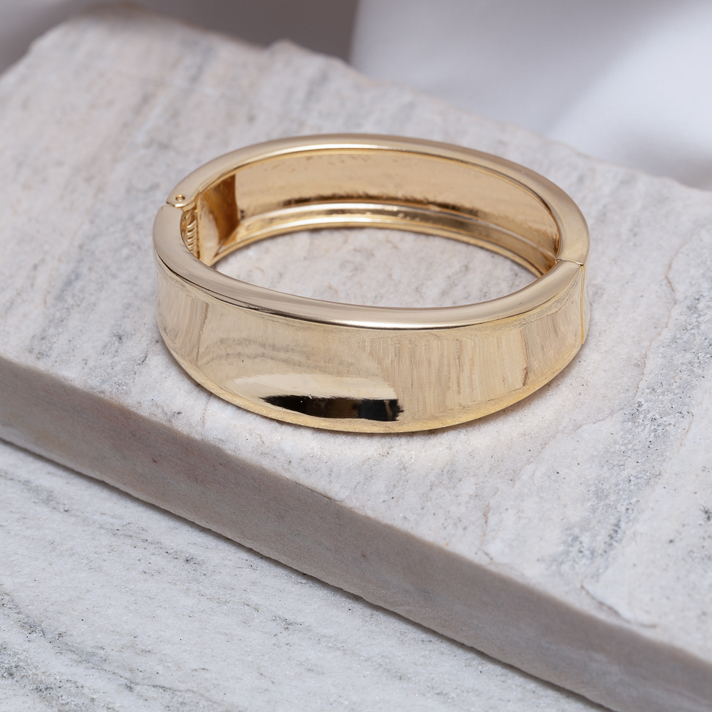 BRACELETE LARGO LISO BANHO OURO 18K