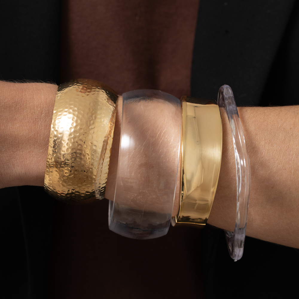 BRACELETE LARGO TRABALHADO G BANHO OURO 18K