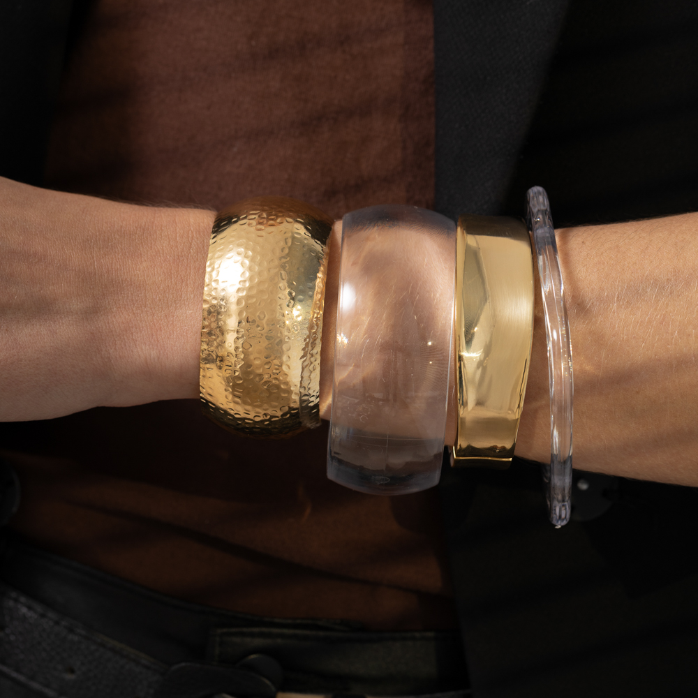 BRACELETE LARGO TRABALHADO G BANHO OURO 18K