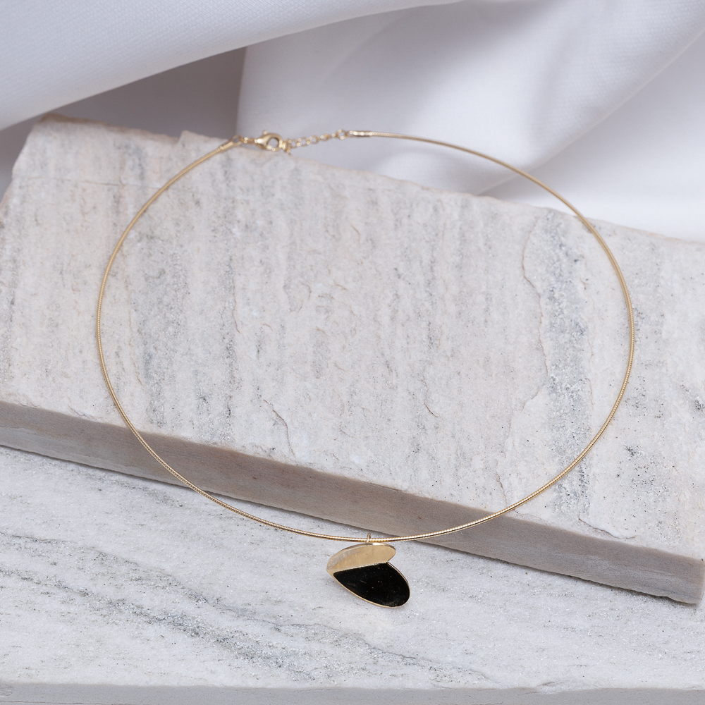 COLAR ARO CORAÇÃO LISO BANHO OURO 18K