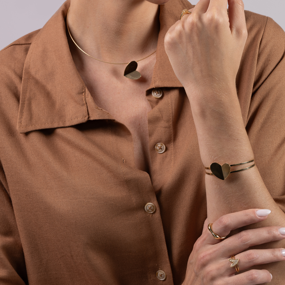 COLAR ARO CORAÇÃO LISO BANHO OURO 18K