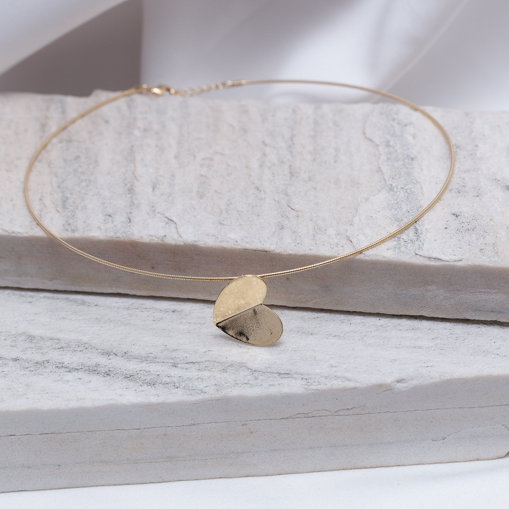 COLAR ARO CORAÇÃO LISO BANHO OURO 18K