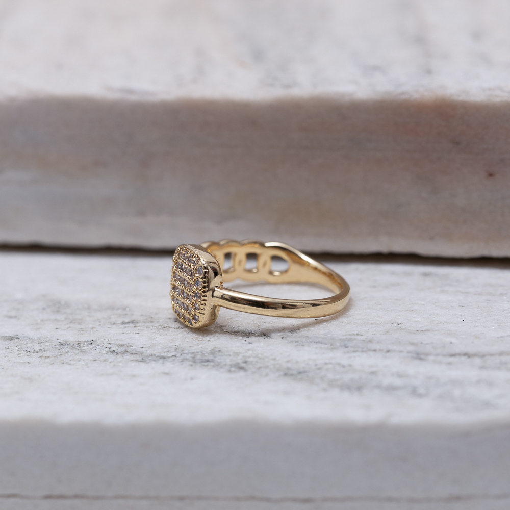 ANEL MIX COM CORRENTE CRAVEJADO BANHO OURO 18K